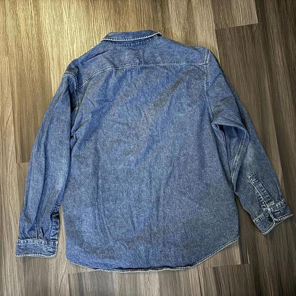 Eddie Bauer Sport Shop Button Up Denim Shirt Men's Size XL Long Sleeve Workwear - Picture 7 of 8